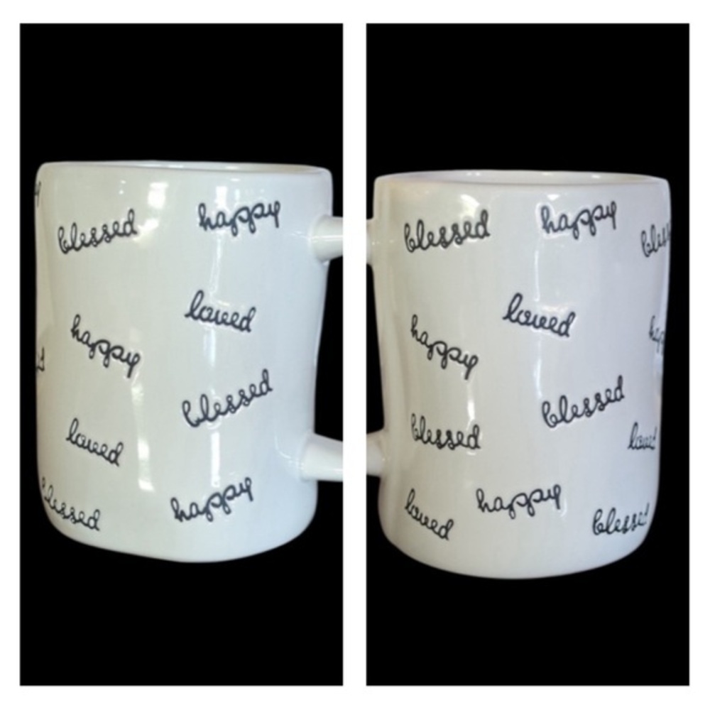 Rae Dunn - ‘Loved, Blessed, Happy’ ceramic mug. NWT Firm!